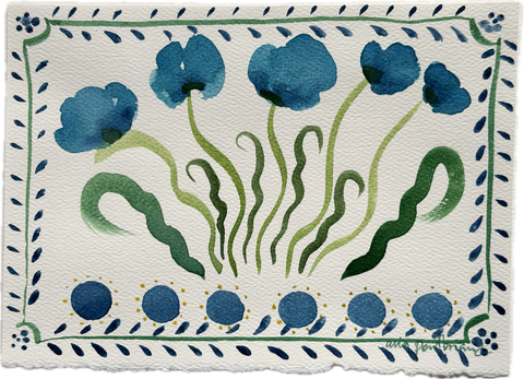 Floral hand-painted greeting card