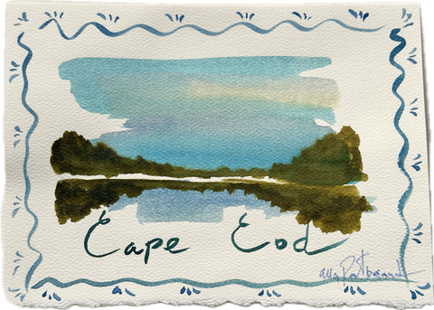 Landscape hand-painted greeting card