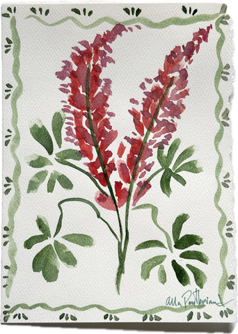 Floral hand-painted greeting card
