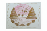 Pink luster hand-painted greeting card