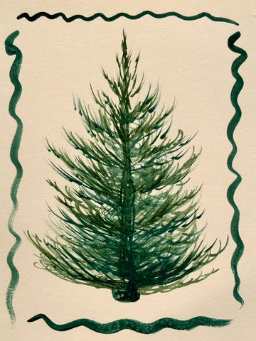 Christmas tree hand-painted greeting card