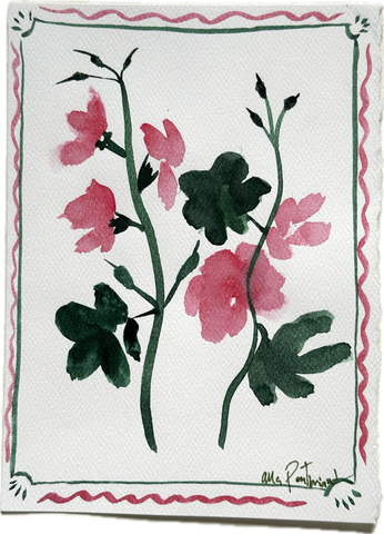Floral hand-painted greeting card