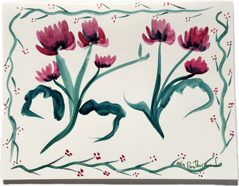 Floral hand-painted greeting card