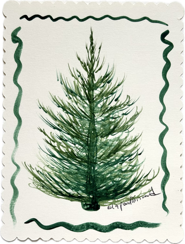 Christmas tree hand-painted greeting card