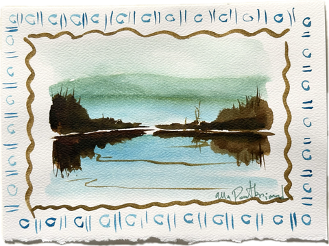 Landscape hand-painted greeting card