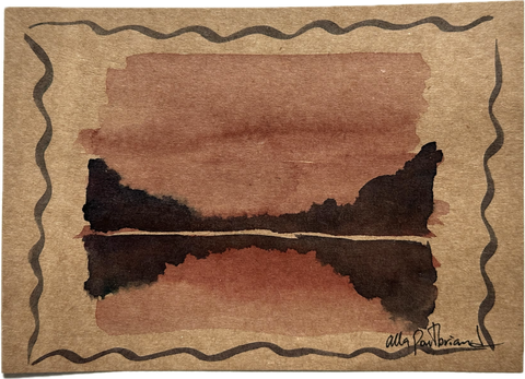 Landscape hand-painted greeting card