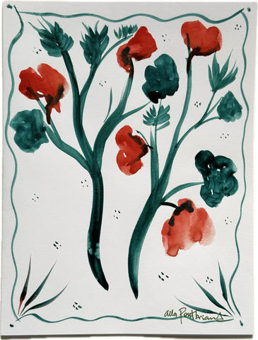 Floral hand-painted greeting card