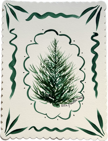 Christmas tree hand-painted greeting card