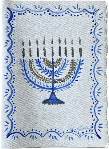 Hanukkah hand-painted greeting card